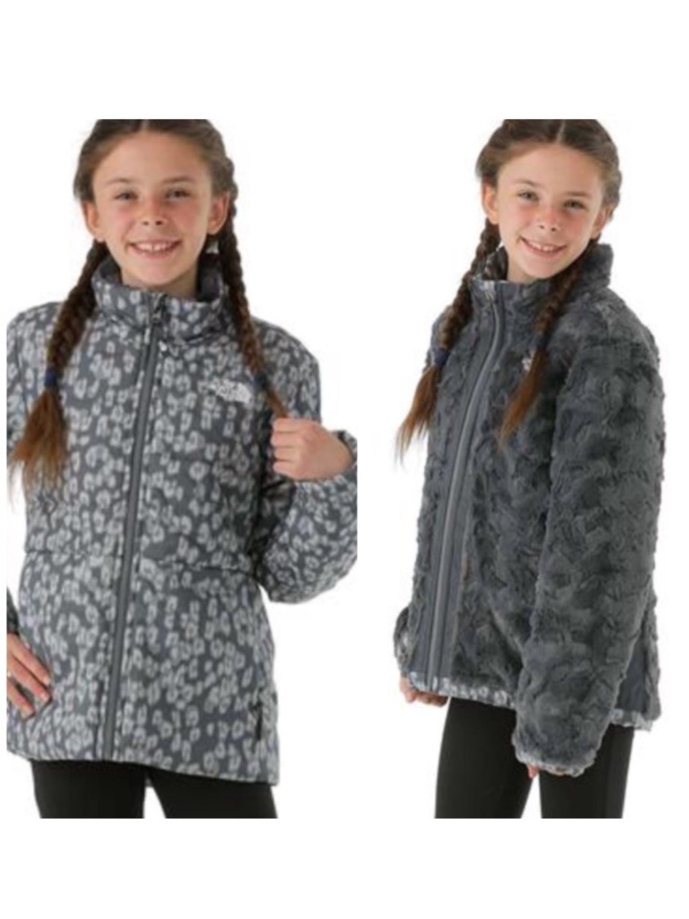 The North Face Little Girl's & Girl's Reversible Mossbud Cheetah Print coat